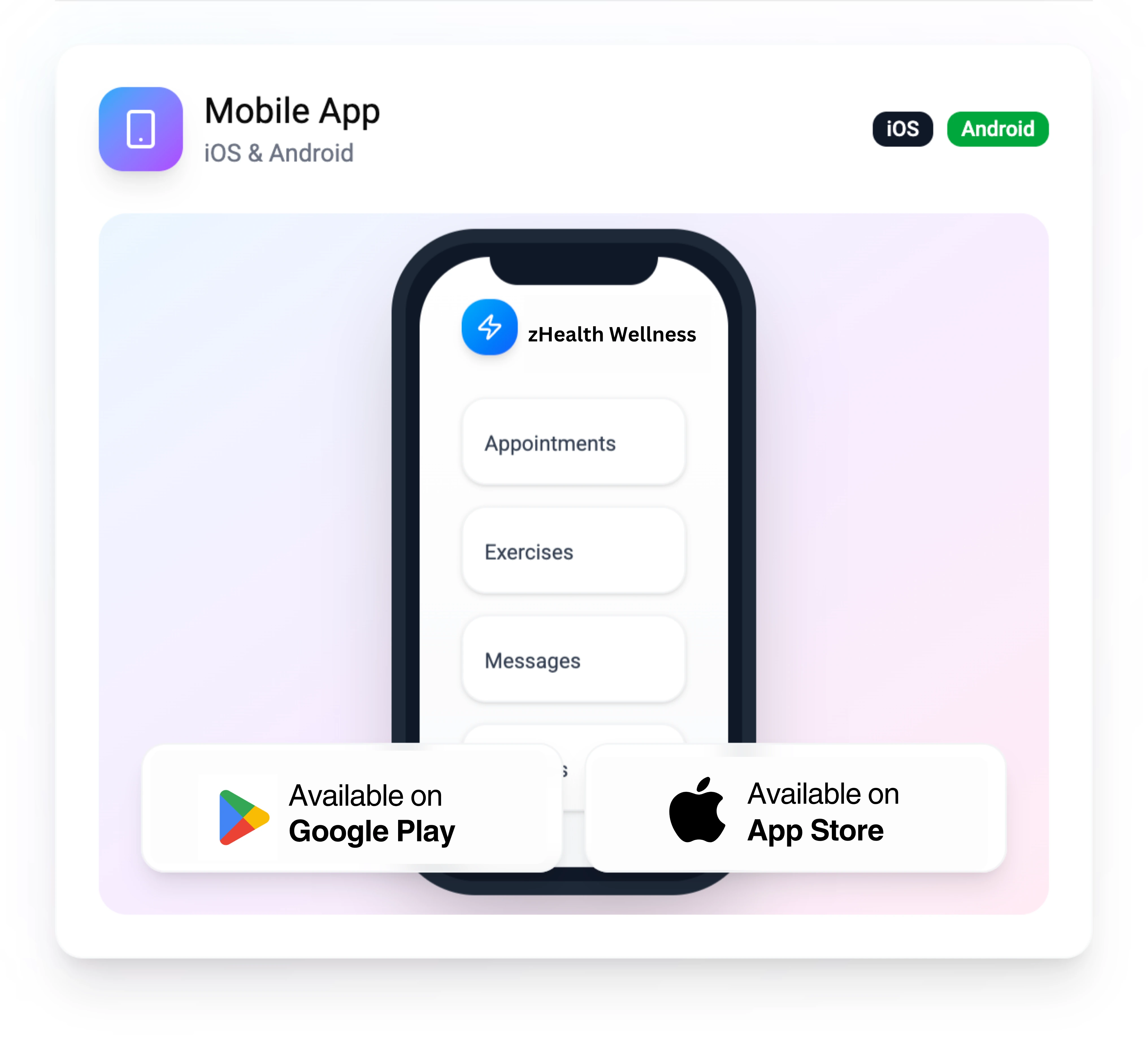 zHealth wellness app for IOS & Android