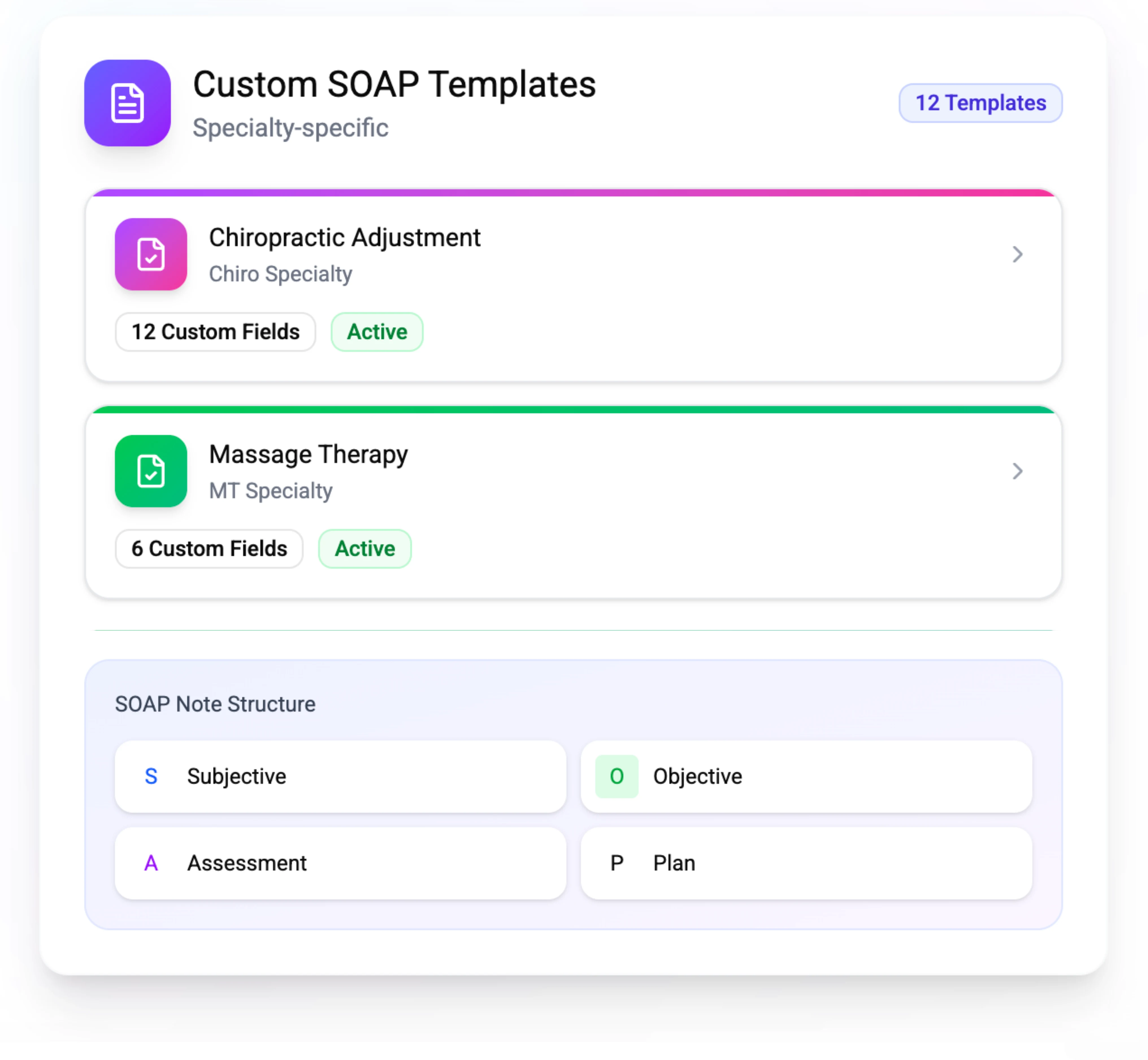 customized SOAP note templates