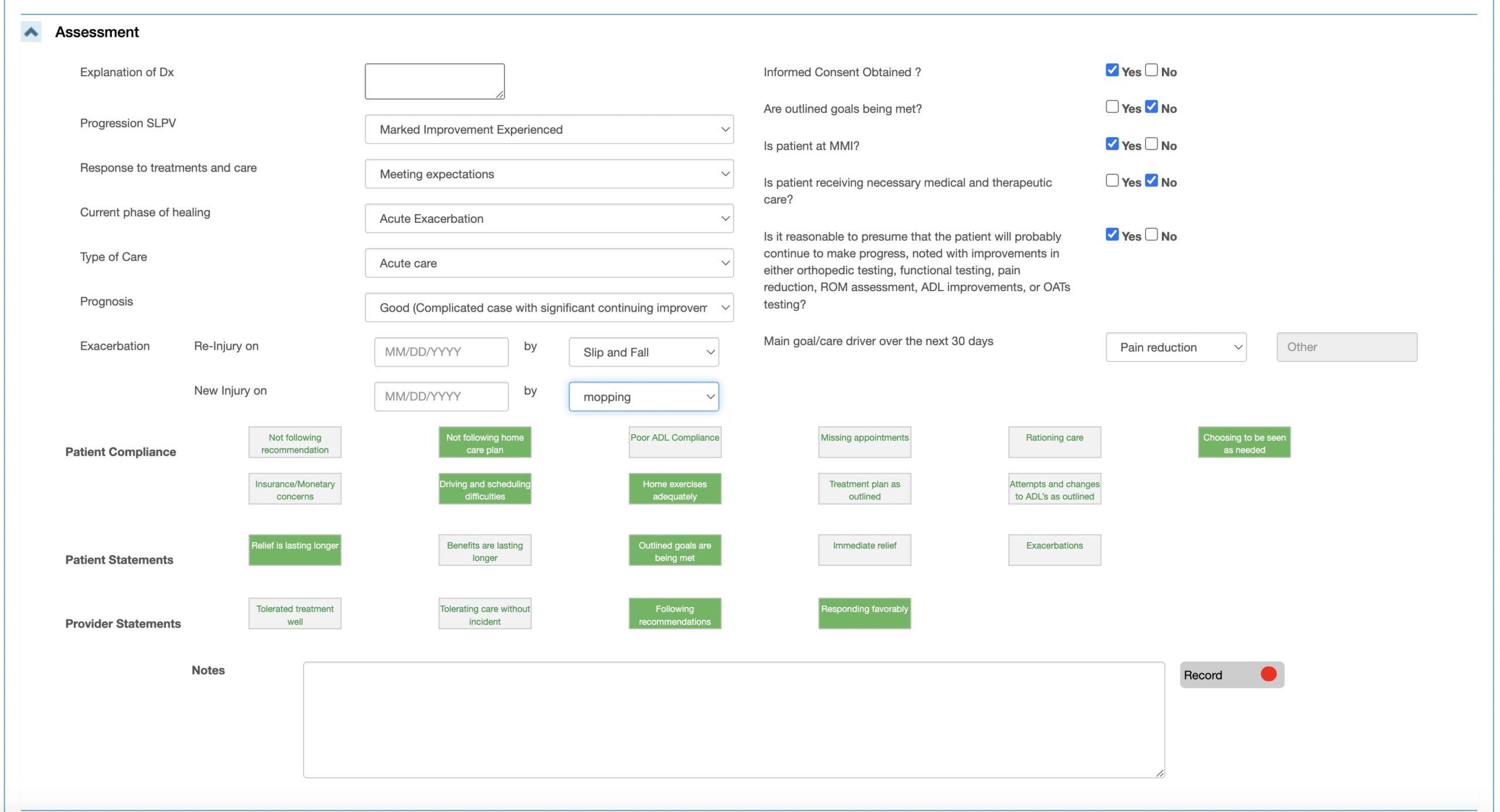 Assessment Template Chiropractic SOAP Notes