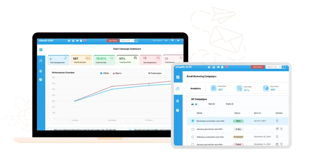 zHealth's in-built email marketing integration