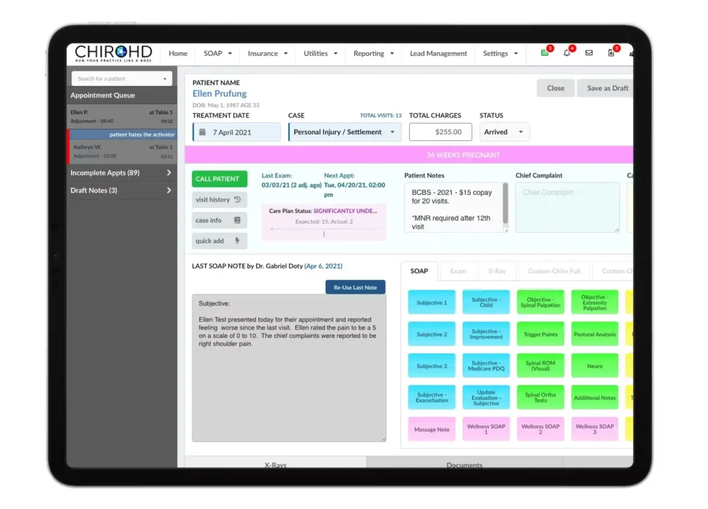 ChiroHD software screenshot